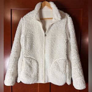 Cozy Women's Ivory Reversible Sherpa/Fleece Zip Jacket Size XXL